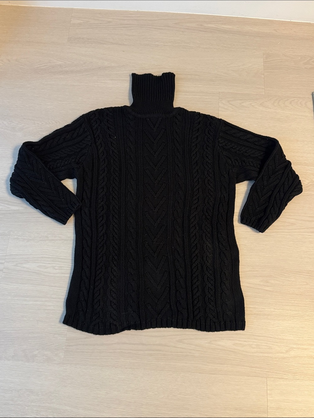 Talbots Black Cable Turtleneck Sweater